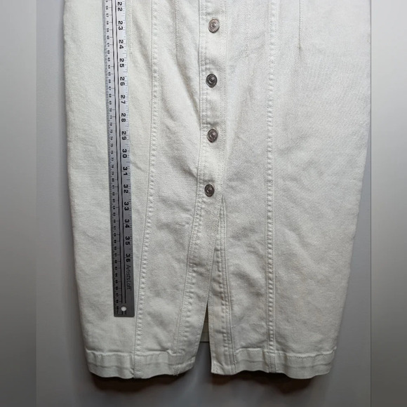 NWT Hudson Women's Cut In Denim Dress Button Down White Sleeveless Knee Length L - Picture 8 of 10